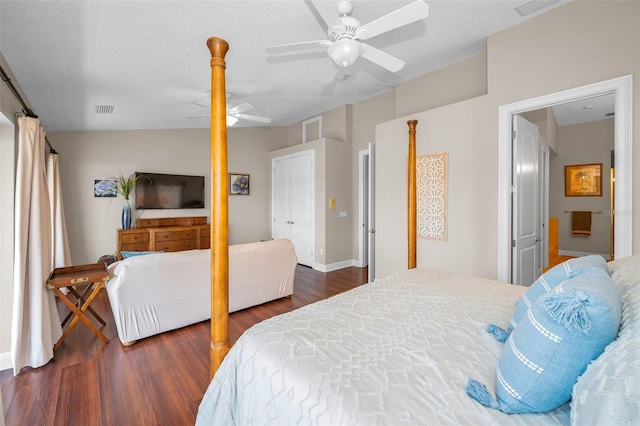 47 W Morgan St, Tarpon Springs, FL 34689 - bedroom with ceiling fan, baseboards, visible vents, and wood finished floors