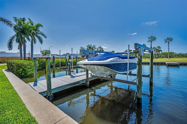 47 W Morgan St, Tarpon Springs, FL 34689 - dock area with boat lift and a water view