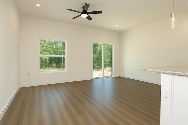 9002 Glenarm Way, Spring Hill, FL 34613 - spare room featuring plenty of natural light, dark wood-type flooring, recessed lighting, and baseboards