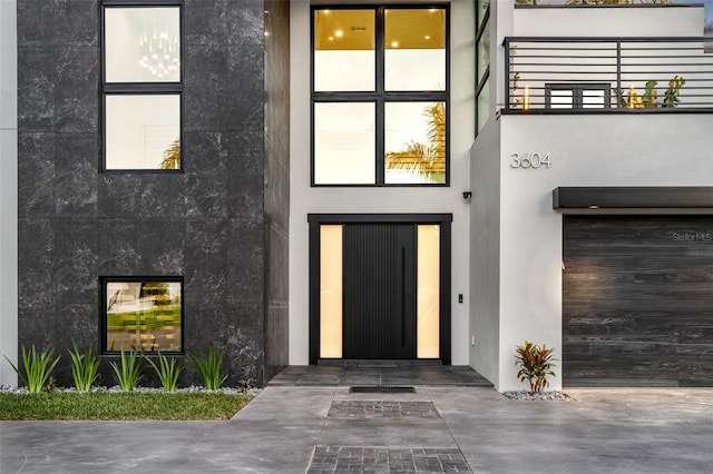 doorway to property with a balcony