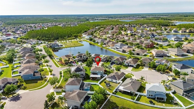 18734 Burndall Ct, Land O Lakes, FL 34638 - bird's eye view with a residential view and a water view