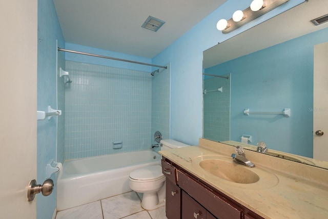 30 Turner St Unit 502, Clearwater, FL 33756 - bathroom with vanity, toilet, tile patterned floors, visible vents, and shower / tub combination