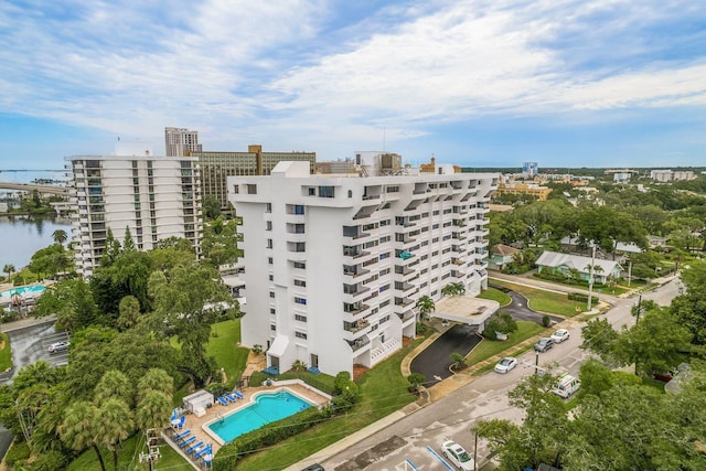 30 Turner St Unit 502, Clearwater, FL 33756 - view of property with a community pool, a water view, and a view of city