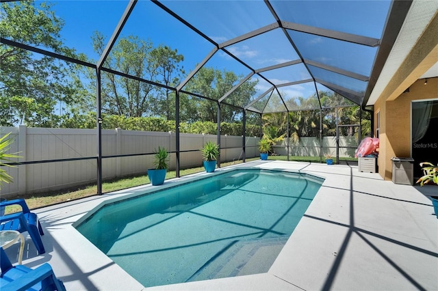 view of pool with a fenced in pool, a patio, and a fenced backyard