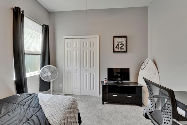 bedroom with a closet and carpet