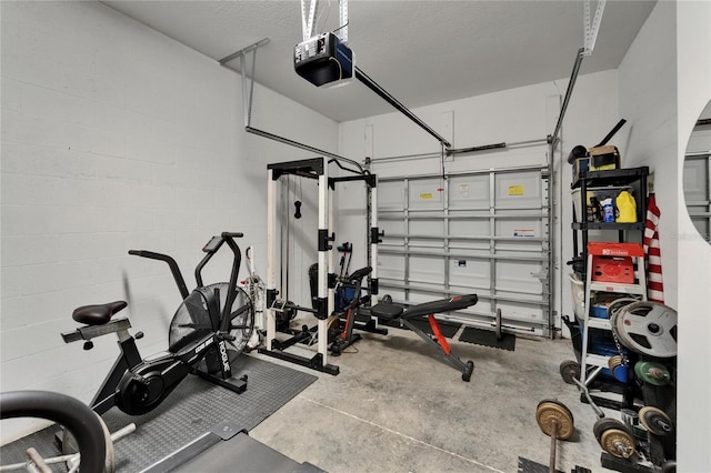 exercise area with concrete block wall