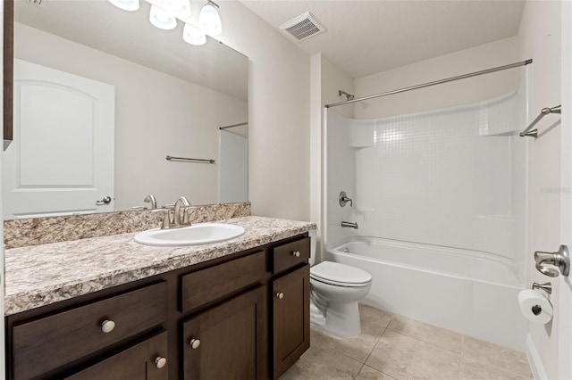 16302 Vine Cliff Ave, Hudson, FL 34667 - bathroom featuring vanity, toilet, tile patterned floors, tub / shower combination, and visible vents