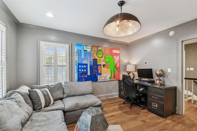 3313 W Mullen Ave, Tampa, FL 33609 - office space featuring baseboards, ornamental molding, and wood finished floors