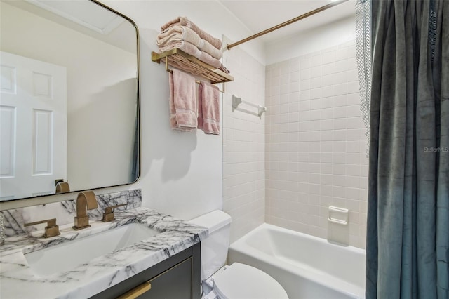 3313 W Mullen Ave, Tampa, FL 33609 - full bathroom with shower / bath combo with shower curtain, vanity, and toilet