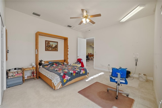 13750 Dowling Ln, Odessa, FL 33556 - carpeted bedroom with attic access, baseboards, and ceiling fan