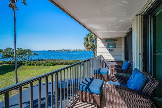 balcony with a water view