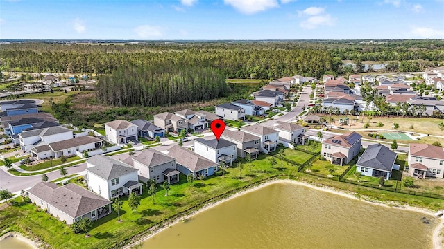 7334 Ashcroft Dr, Wesley Chapel, FL 33545 - drone / aerial view with a water view, a wooded view, and a residential view