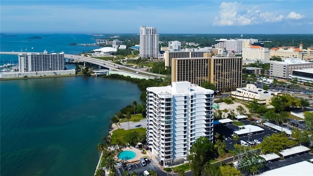 80 Rogers St Unit 2A, Clearwater, FL 33756 - drone / aerial view featuring a water view and a view of city