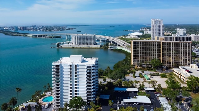 80 Rogers St Unit 2A, Clearwater, FL 33756 - bird's eye view with a water view and a city view