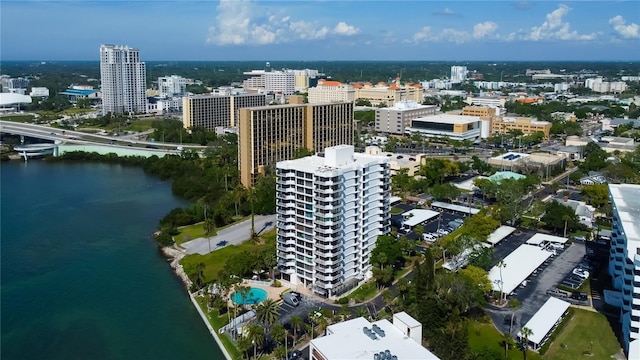 80 Rogers St Unit 2A, Clearwater, FL 33756 - birds eye view of property featuring a water view and a city view