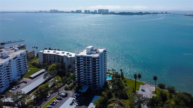 80 Rogers St Unit 2A, Clearwater, FL 33756 - bird's eye view featuring a water view and a city view