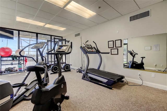 80 Rogers St Unit 2A, Clearwater, FL 33756 - gym with carpet flooring, a drop ceiling, and visible vents