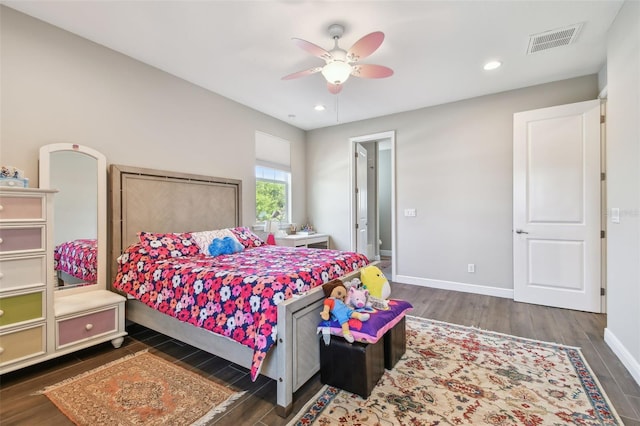 4007 W Gray St, Tampa, FL 33609 - bedroom with dark wood-type flooring, visible vents, baseboards, and recessed lighting