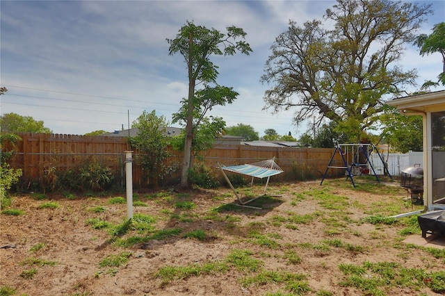 view of yard featuring a fenced backyard