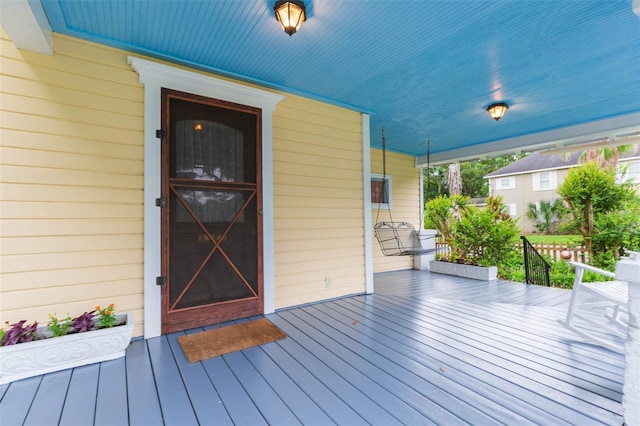 deck featuring a porch
