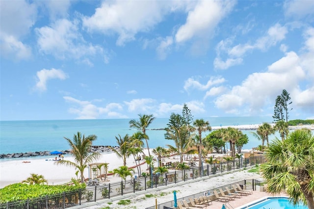 7100 Sunset Way Unit 303, St Pete Beach, FL 33706 - view of water feature featuring fence and a view of the beach