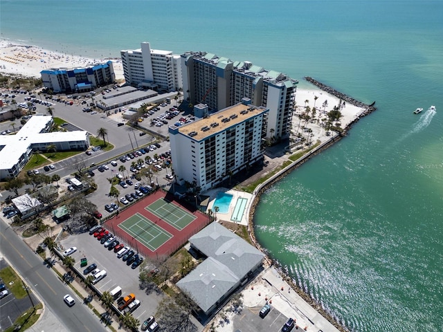7100 Sunset Way Unit 303, St Pete Beach, FL 33706 - aerial view with a water view and a view of the beach