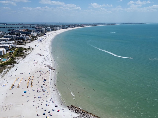 7100 Sunset Way Unit 303, St Pete Beach, FL 33706 - bird's eye view featuring a water view and a view of the beach
