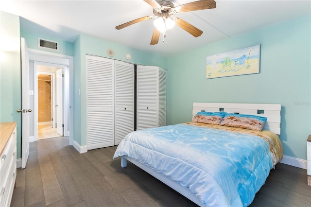 1390 Gulf Blvd Unit 104, Clearwater, FL 33767 - bedroom featuring wood finished floors, a closet, and a ceiling fan