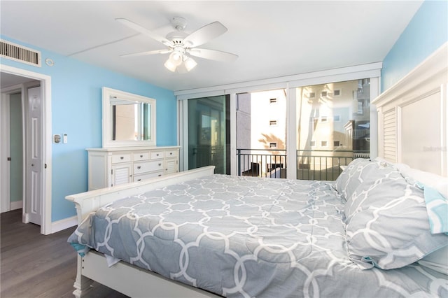 1390 Gulf Blvd Unit 104, Clearwater, FL 33767 - bedroom with wood finished floors, ceiling fan, and access to outside
