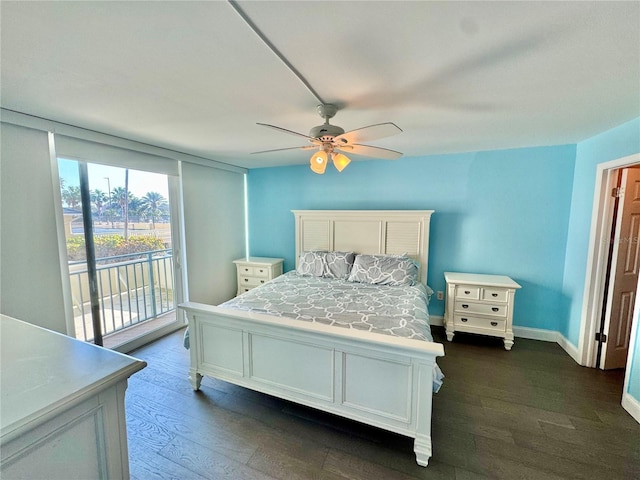 1390 Gulf Blvd Unit 104, Clearwater, FL 33767 - bedroom with access to outside, dark wood-type flooring, and ceiling fan