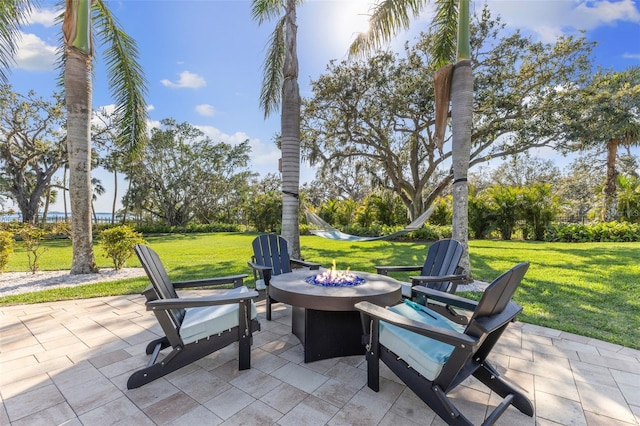 450 Bayshore Dr, Terra Ceia, FL 34250 - view of patio / terrace with a fire pit