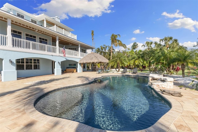 450 Bayshore Dr, Terra Ceia, FL 34250 - outdoor pool with a gazebo and a patio area