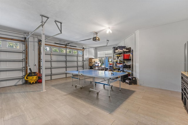 450 Bayshore Dr, Terra Ceia, FL 34250 - garage featuring a garage door opener and concrete block wall