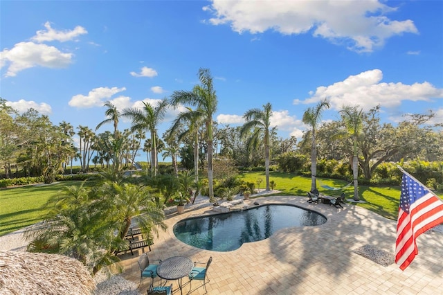 450 Bayshore Dr, Terra Ceia, FL 34250 - pool with a patio and a lawn