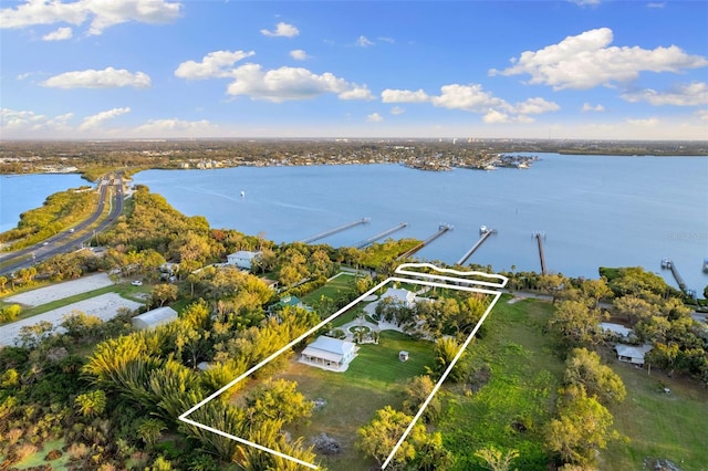 450 Bayshore Dr, Terra Ceia, FL 34250 - birds eye view of property featuring a water view
