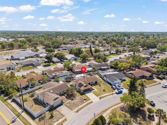 birds eye view of property with a residential view