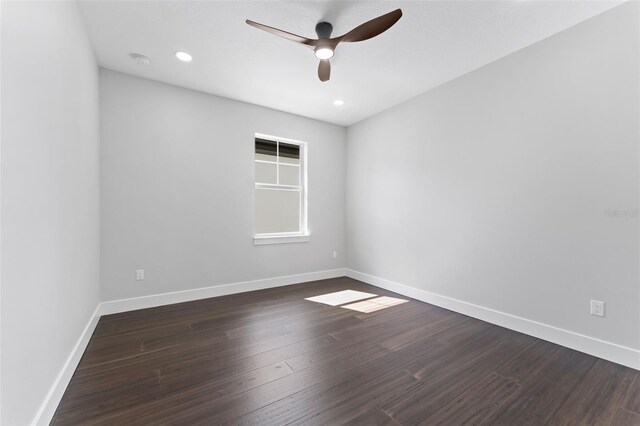 806 W Adalee St, Tampa, FL 33603 - empty room featuring ceiling fan, baseboards, dark wood-type flooring, and recessed lighting