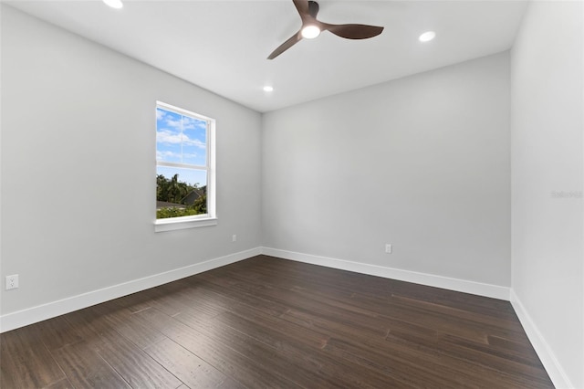 806 W Adalee St, Tampa, FL 33603 - empty room with ceiling fan, baseboards, dark wood-type flooring, and recessed lighting