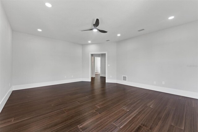 806 W Adalee St, Tampa, FL 33603 - unfurnished room with ceiling fan, dark wood finished floors, baseboards, and recessed lighting