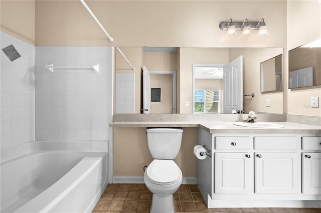 4207 S Dale Mabry Hwy Unit 3302, Tampa, FL 33611 - bathroom with toilet, vanity, tile patterned floors, and washtub / shower combination