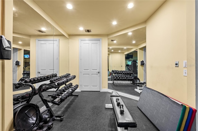 4207 S Dale Mabry Hwy Unit 3302, Tampa, FL 33611 - gym featuring baseboards, visible vents, and recessed lighting