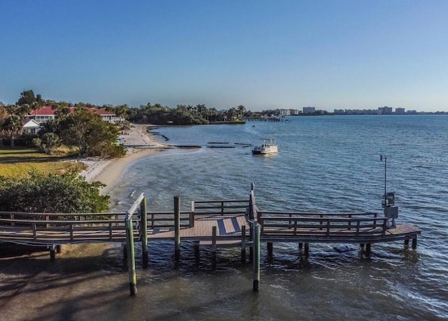 view of dock featuring a water view