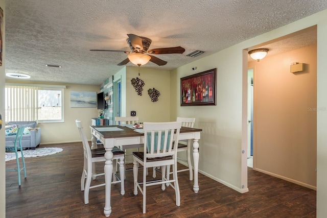 6831 Greenwich Ave, New Port Richey, FL 34653 - dining room featuring wood finished floors, baseboards, ceiling fan, and visible vents