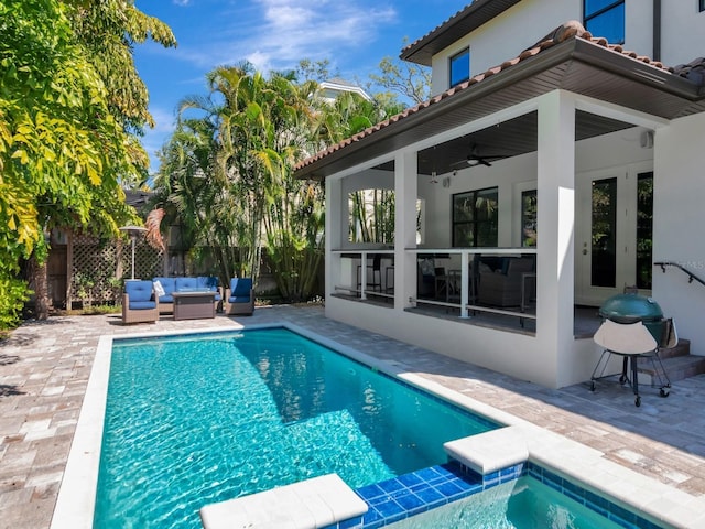 150 Chippewa Ave, Tampa, FL 33606 - view of pool with outdoor lounge area, fence, a fenced in pool, and a patio area