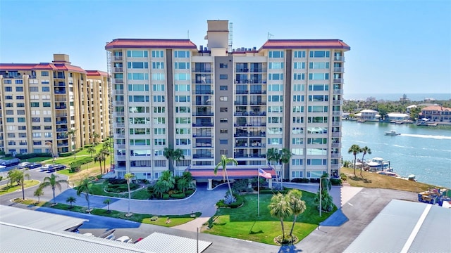 view of property with a water view