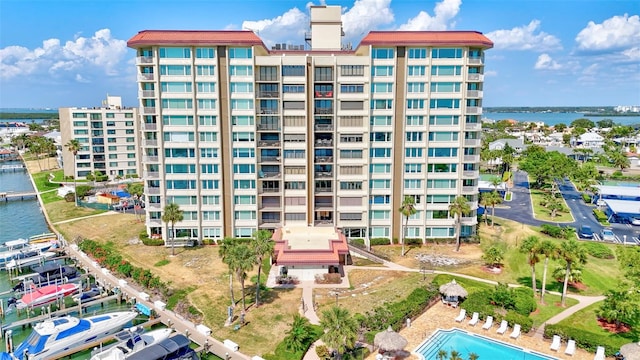view of property with a water view