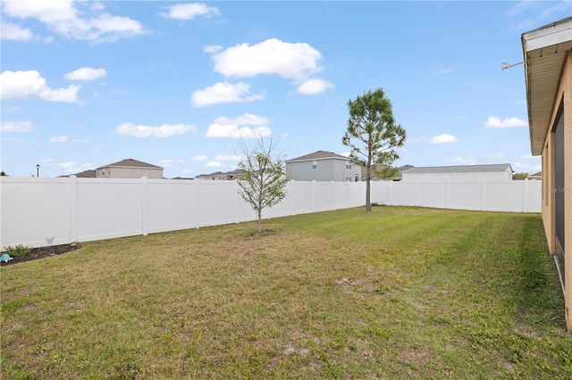 view of yard featuring a fenced backyard