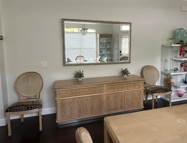 living area with baseboards