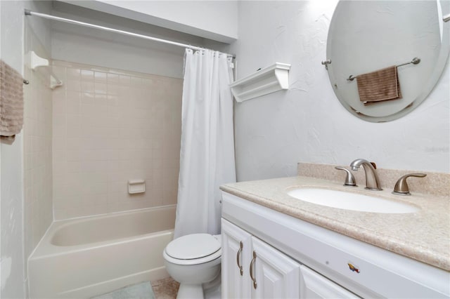 14053 Notreville Way, Tampa, FL 33624 - bathroom with toilet, vanity, and shower / bathtub combination with curtain