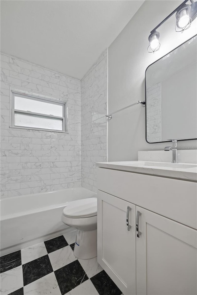 7139 Adare Dr, New Port Richey, FL 34653 - bathroom featuring tub / shower combination, toilet, and vanity